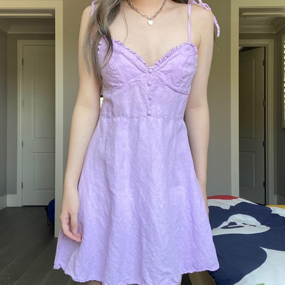 Zara Lavender Linen Sundress Size Small